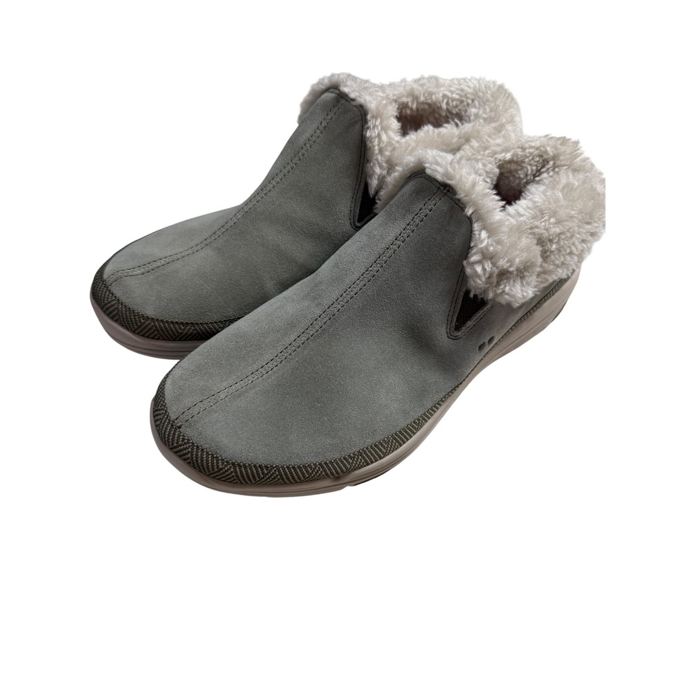 Ryka Adventure Mid Sneaker Grey NWOB Suede Faux Fur Slip On Comfy Casual 11M